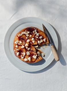 Lanark blue and nectarine tarte Tatin