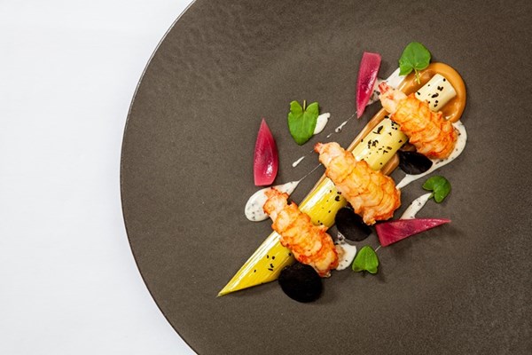 Langoustines, leeks and black truffle