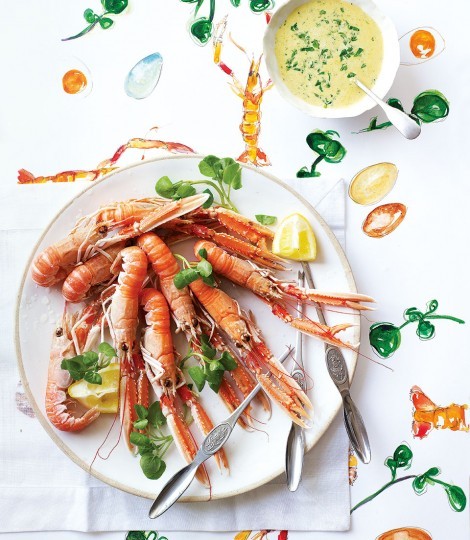 Langoustines with watercress and pastis Hollandaise