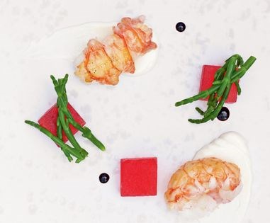 Langoustine/watermelon/samphire