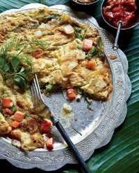 Lao omelet with dill, scallion and Thai chile