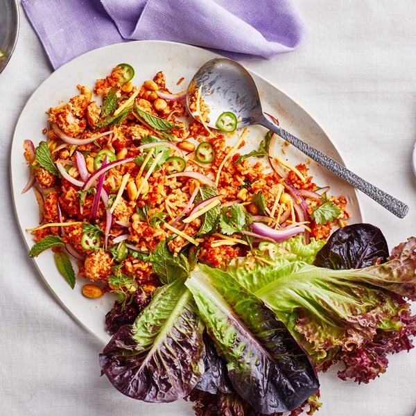 Laotian-style chicken and rice salad (Naem khao)