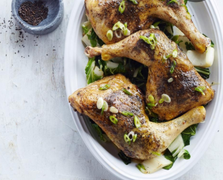Lapsang Souchong chicken with bok choy