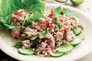 Larb gai with mint and basil