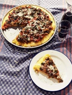 Large polenta pizza with ratatouille
