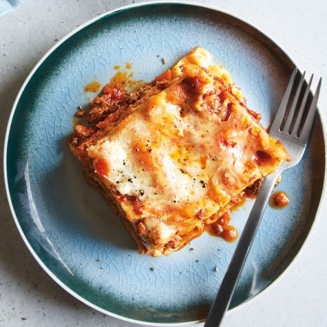 Lasagna with beef ragù, kabocha squash & crème fraîche