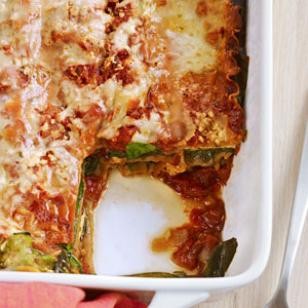 Lasagna with slow-roasted tomato sauce