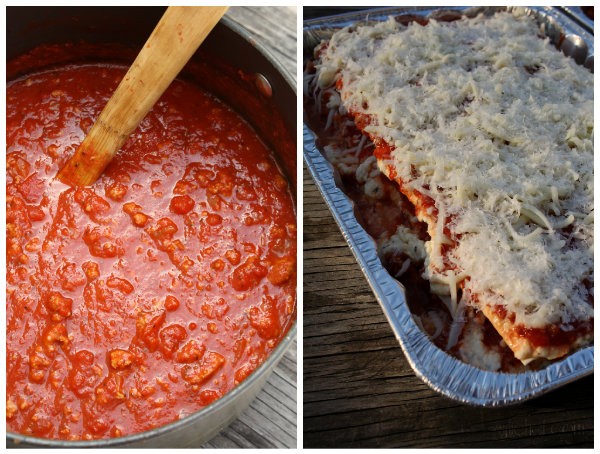 Lasagna with turkey meat sauce