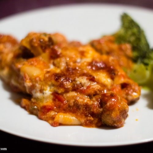 Lasagne with sausage meatballs
