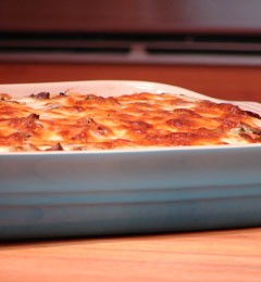 Lasagne with wild mushrooms, leeks, and Gorgonzola