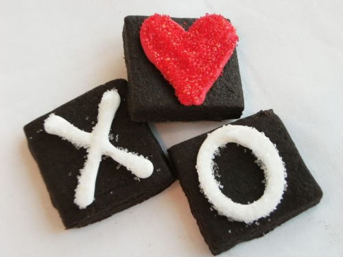 Last-minute Valentine cookies (chocolate cut-out cookies)