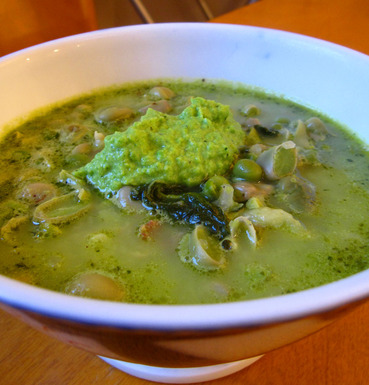 Late spring minestrone with green pea pistou