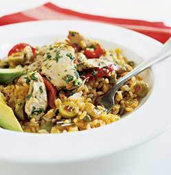 Latin-style chicken and rice (Arroz con pollo)