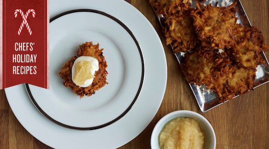 Latkes with quince conserva 