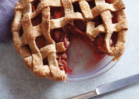 Lattice-top plum pie