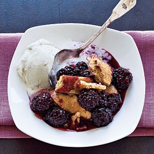Lattice-topped blackberry cobbler