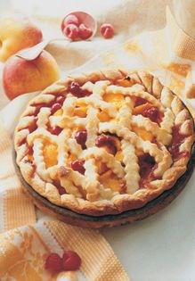 Lattice-topped peach-berry pie