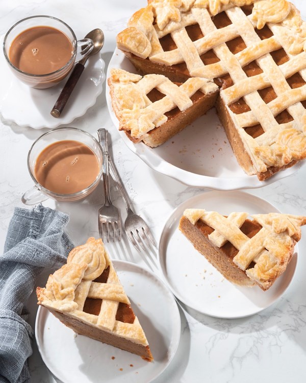 Lattice-topped pumpkin pie