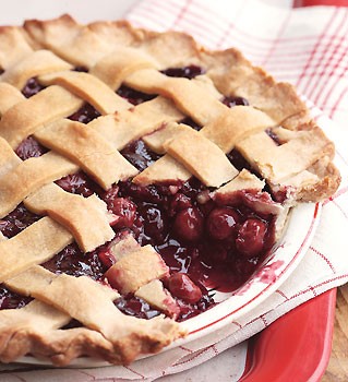 Lattice-topped triple-cherry pie