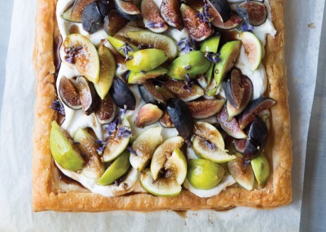 Lavender and fig tart with goat cheese cream