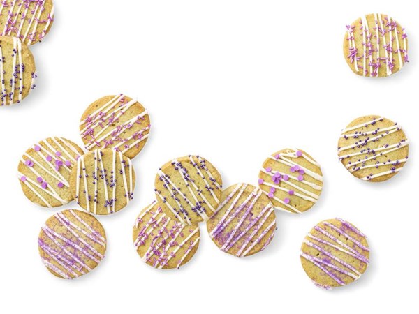 Lavender cookies with white chocolate glaze