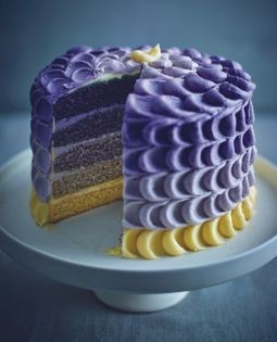 Lavender ombre cake with petal icing