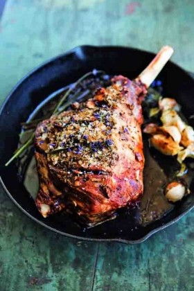 Lavender salt-crusted leg of lamb