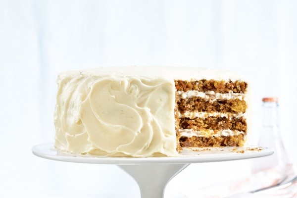 Layered carrot cake with cream cheese icing