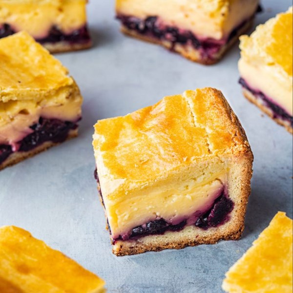 Layered cherry Basque bars