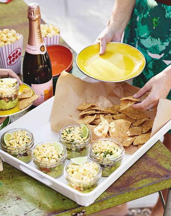 Layered corn guacamole