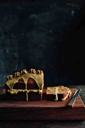 Layered espresso walnut loaf