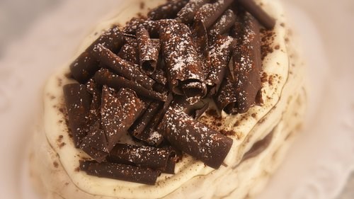 Layered mocha mousse coffee meringue