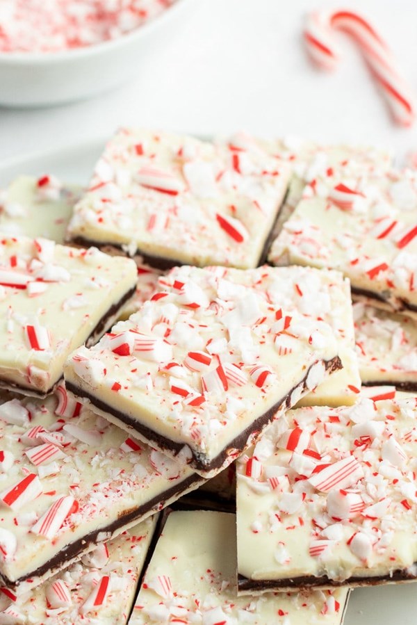 Layered peppermint crunch bark
