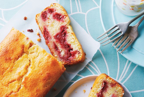 Layered raspberry loaf