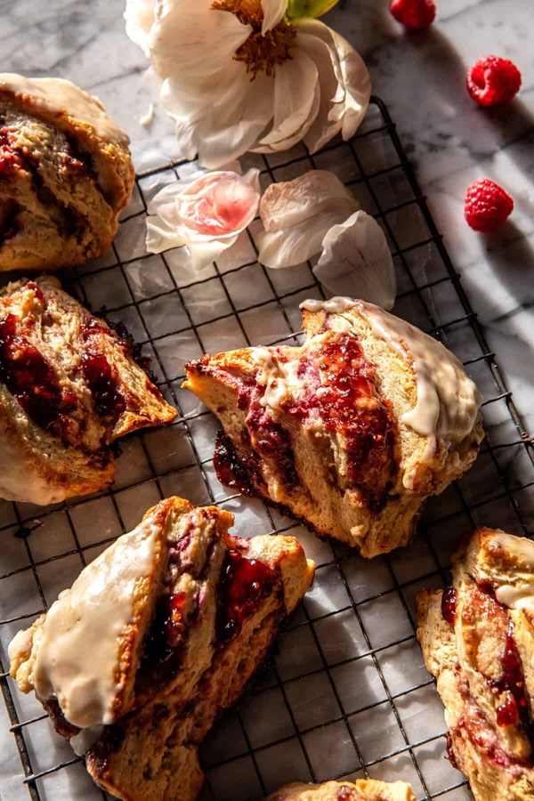 Layered raspberry scones