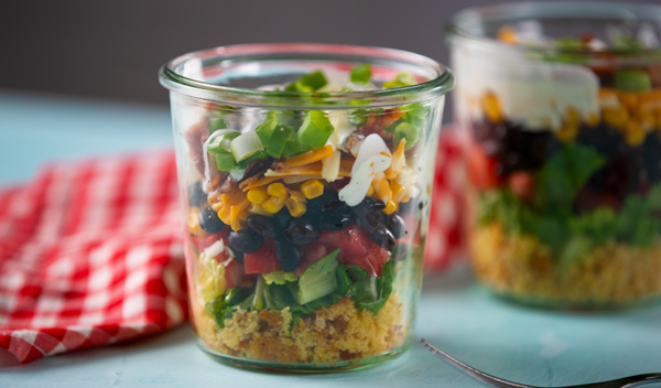 Layered Southwest cornbread salad