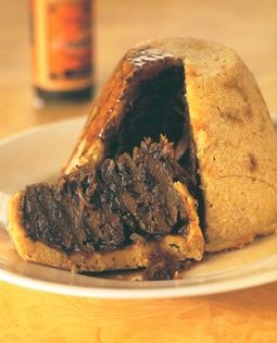 Layered steak and onion pudding