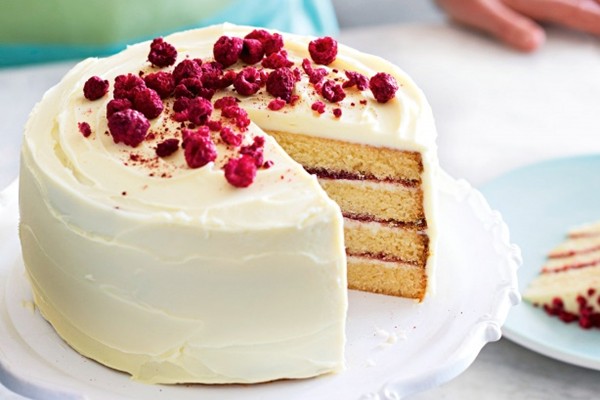 Layered white chocolate cake