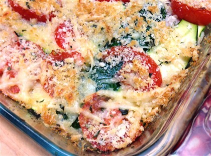 Layered zucchini and tomatoes