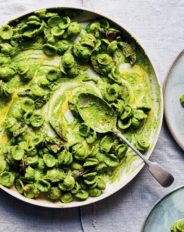 Lazy day pasta and garlic kale sauce