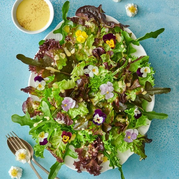 Leaves with elderflower dressing