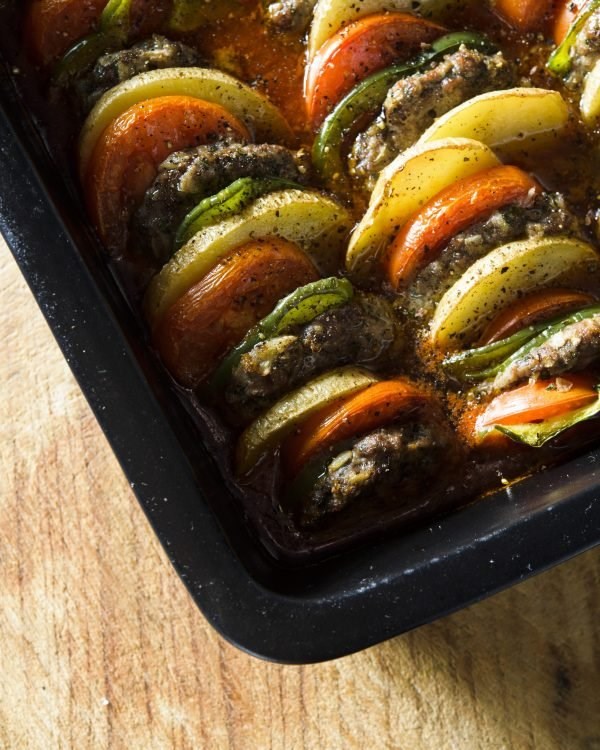 Lebanese baked kafta with potatoes and tomatoes recipe Eat Your Books