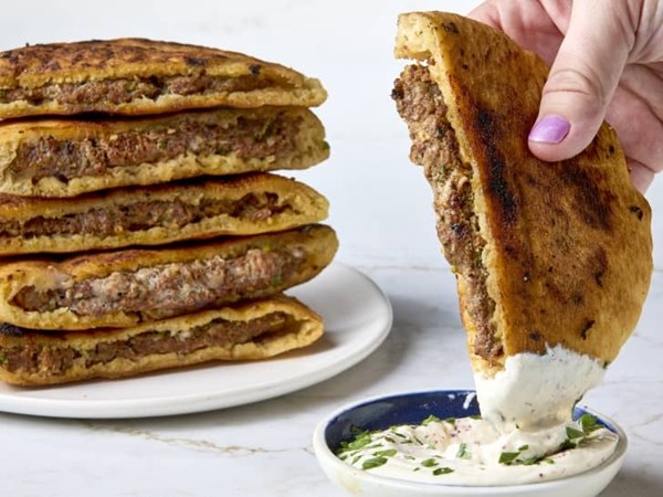 Lebanese crispy meat-stuffed pita (Arayes)