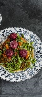 Lebanese lentils with labneh balls