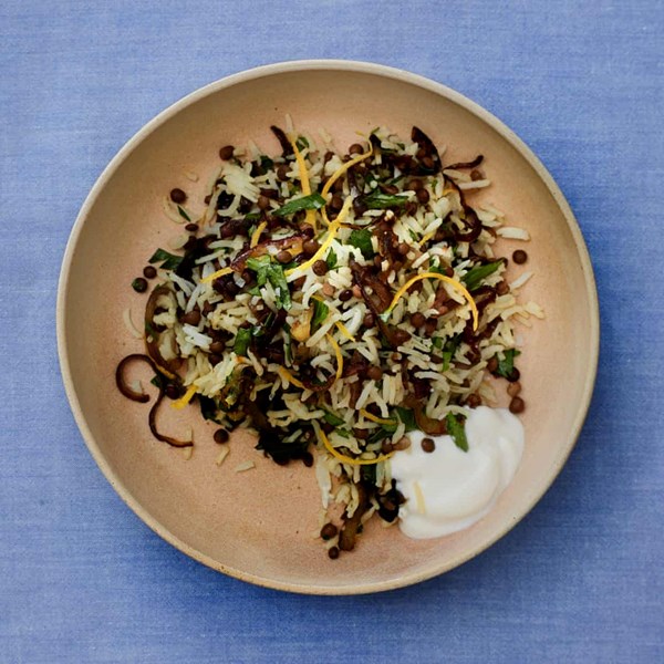 Lebanese rice, lentils and caramelised onions