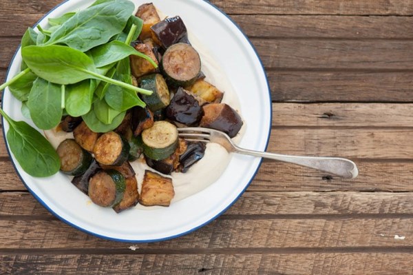 Lebanese roast ratatouille with hummus