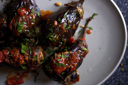 Lebanese-style stuffed eggplant