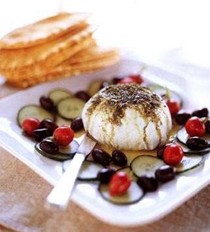 Lebanese yogurt cheese with za'atar and olives