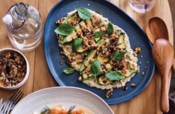 Lebanese zucchini with baba ganoush and hazelnut salsa seca [German Sanchez]