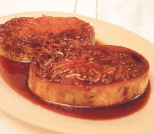 Leche flan and caramelized macapuno